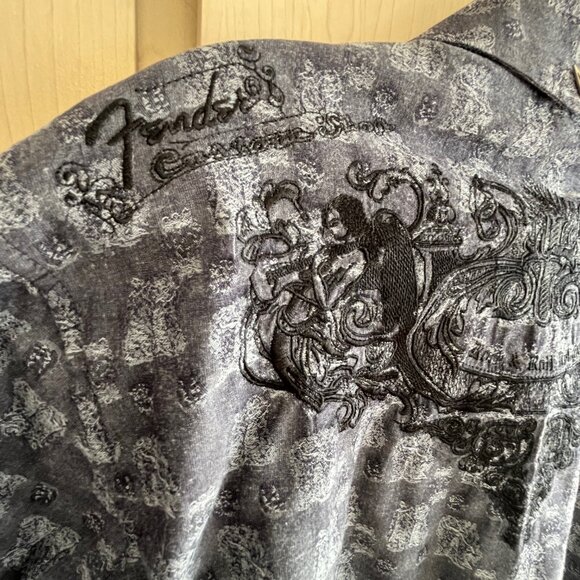 FENDER Custom Shop Rock And Roll Religion Mens Small Cotton Shirt Blue Geometric - Picture 5 of 10